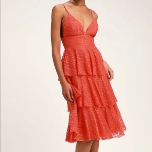 Lulu’s coral/orange midi dress